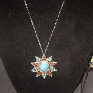 faux turquoise & coral necklace